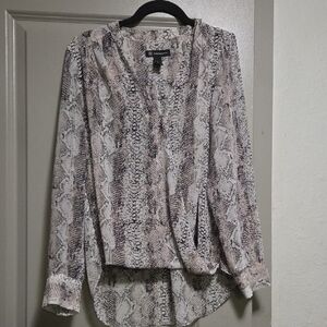 INC International Concepts Monochrome Snake Print Blouse
